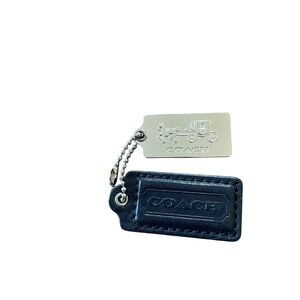 Coach Black and Silver Leather Key chain